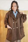 Aviator Oversized Shearling Jacket Chocolate /15=